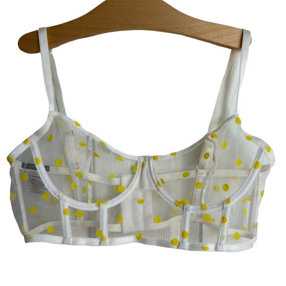 Le Petit Trou The Paula Corset See Through Yellow Polka Dot Bra - Picture 1 of 3
